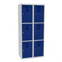  Svařovaná šatní skříň Jared, 6 boxů, cylindrický zámek, šedá/tmavě modrá