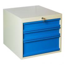  Závěsný kontejner, 47 x 51 x 59, 3 zásuvky, šedý/modrý