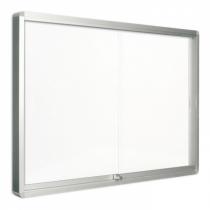 Vitrína s posuvnými dveřmi, bílá magnetická, 967x706 mm