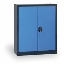 Plechová skříň, 1150x1200x400 mm, 2 police, antracit/modrá