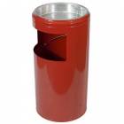  Kovový odpadkový koš s popelníkem, objem 20 l, červený