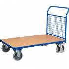  Plošinový vozík s madlem s mřížovou výplní, do 500 kg, 101,5 x 132,5 x 80 cm, modrý