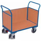  Plošinový vozík se dvěma madly s plnou výplní a boční stěnou, do 500 kg, 101,5 x 119 x 70 cm, modrý