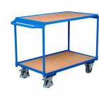  Policový vozík s madlem, do 250 kg, 2 police, 85 x 117,5 x 62,5 cm, modrý