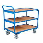  Policový vozík s madlem, do 250 kg, 3 police, 101 x 112,5 x 62,5 cm, modrý
