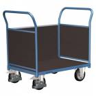  Plošinový vozík se dvěma madly s plnou výplní a boční stěnou, do 1 000 kg, 101,5 x 219,5 x 80 cm, modrý