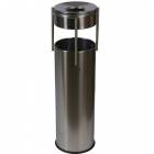 Kovový venkovní odpadkový koš Prestige Pillar s popelníkem, objem 15 l, lesklý nerez