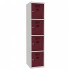  Svařovaná šatní skříň Oskar, 4 boxy, cylindrický zámek, šedá/vínově červená