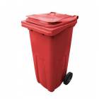  Plastová venkovní popelnice na tříděný odpad, objem 120 l, červená