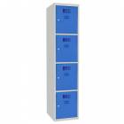  Svařovaná šatní skříň Oskar, 4 boxy, cylindrický zámek, šedá/světle modrá