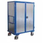  Vysoký skříňový vozík s madlem a 4 plnými stěnami, do 500 kg, 5 polic, 181 x 111,5 x 73 cm, modrý