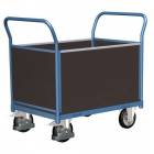  Plošinový vozík se dvěma madly s plnou výplní a bočními stěnami, do 1 000 kg, 101,5 x 179,5 x 80 cm, modrý
