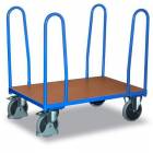  Plošinový vozík se čtyřmi rohovými podpěrami, do 500 kg, 103 x 126 x 80 cm, modrý