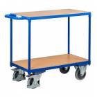  Policový vozík s madlem, do 400 kg, 2 police, 88 x 104 x 50 cm, modrý