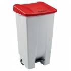  Plastový odpadkový koš Manutan Expert Handy, objem 120 l, bílý/červený