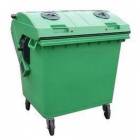  Plastová venkovní popelnice na tříděný odpad, objem 1 100 l, zelená