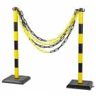 Plastové zahrazovací sloupky Ping s řetězem, výška 90 cm, 2 ks, černé/žluté