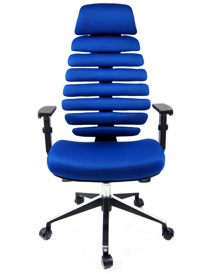 Kancelářská židle FISH BONES PDH černý plast, modrá látka TW10