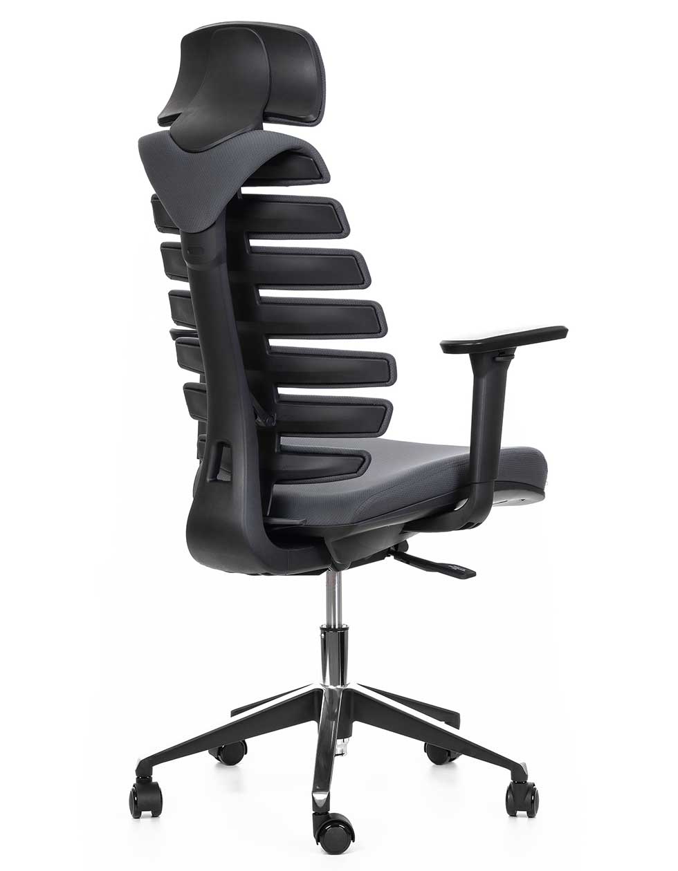 Kancelářská židle FISH BONES PDH černý plast, tmavě šedá 26-60-5, 3D područky