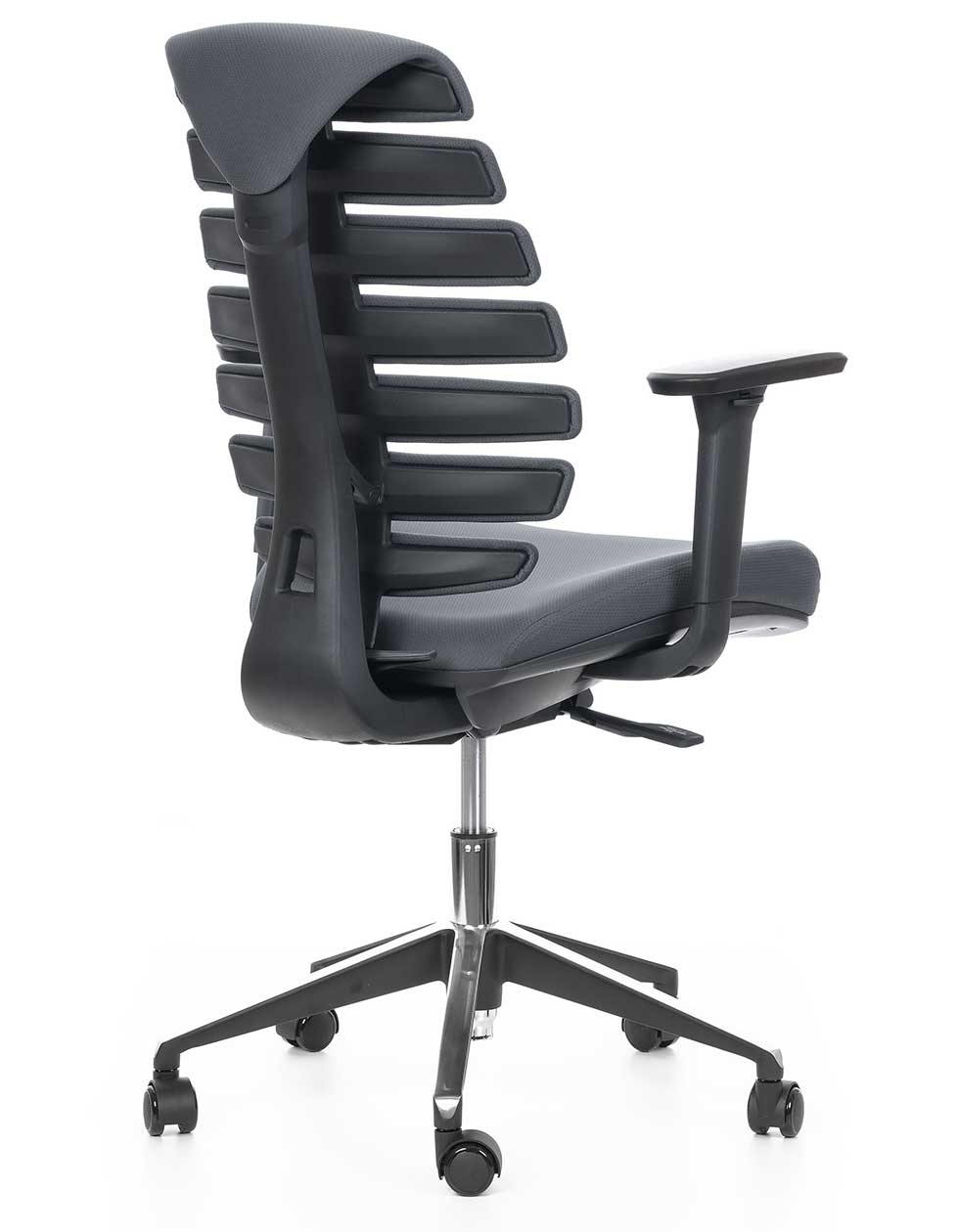 Kancelářská židle FISH BONES černý plast, tmavě šedá 26-60-5, 3D područky